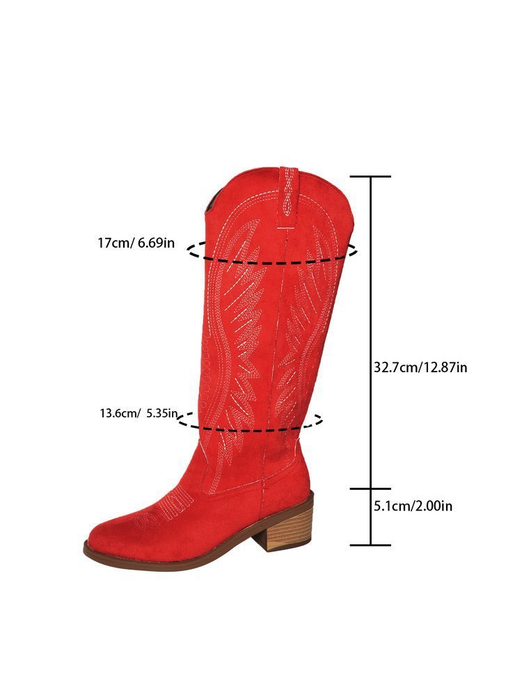 Plus Size Vintage Embroidered V Cut Martin Boots For Women Autumn And Winter - Image 6