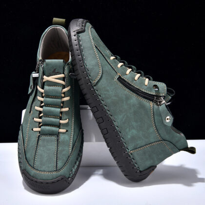 Men's Casual Leather Shoes Retro High Top