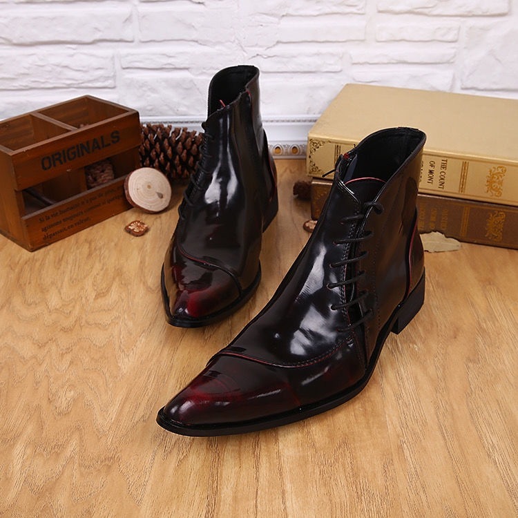 Light Luxury New Korean Style Men's Pointed Leather Boots - Image 2