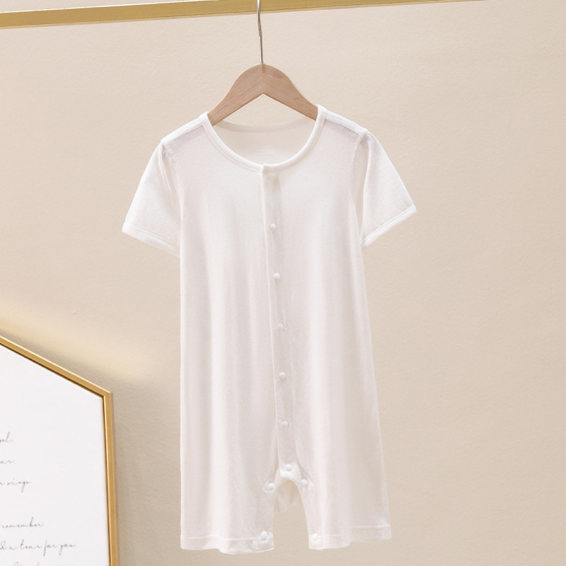 Bamboo Fiber Clothes For Babies Thin Baby Short Sleeve Jumpsuit - Image 8