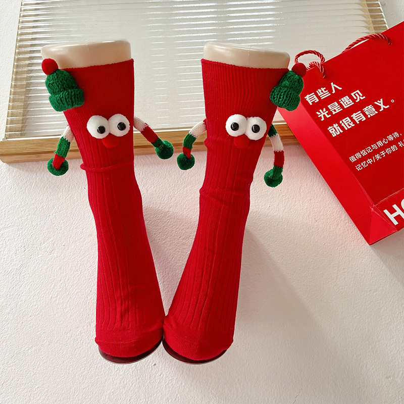 Cute Cartoon Christmas Socks Solid Cotton Middle-tube Socks For Adults And Children - Image 7