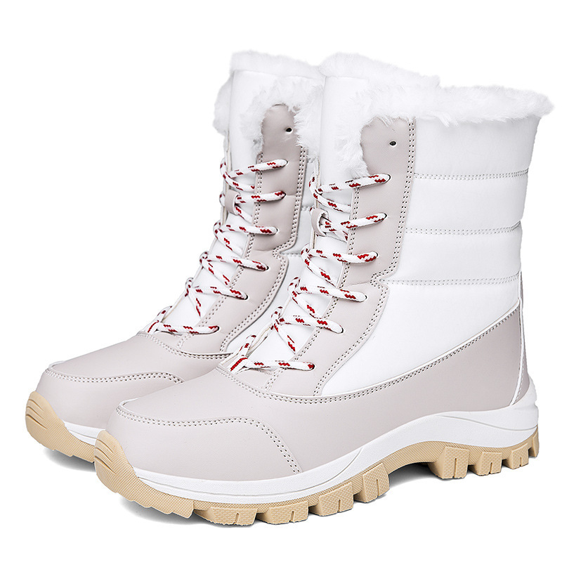 Winter Cotton Boots Outdoor Women's Fleece Lined Padded Warm Keeping Snow Boots - Image 5