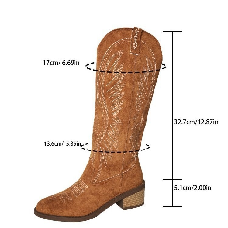 Plus Size Vintage Embroidered V Cut Martin Boots For Women Autumn And Winter - Image 4