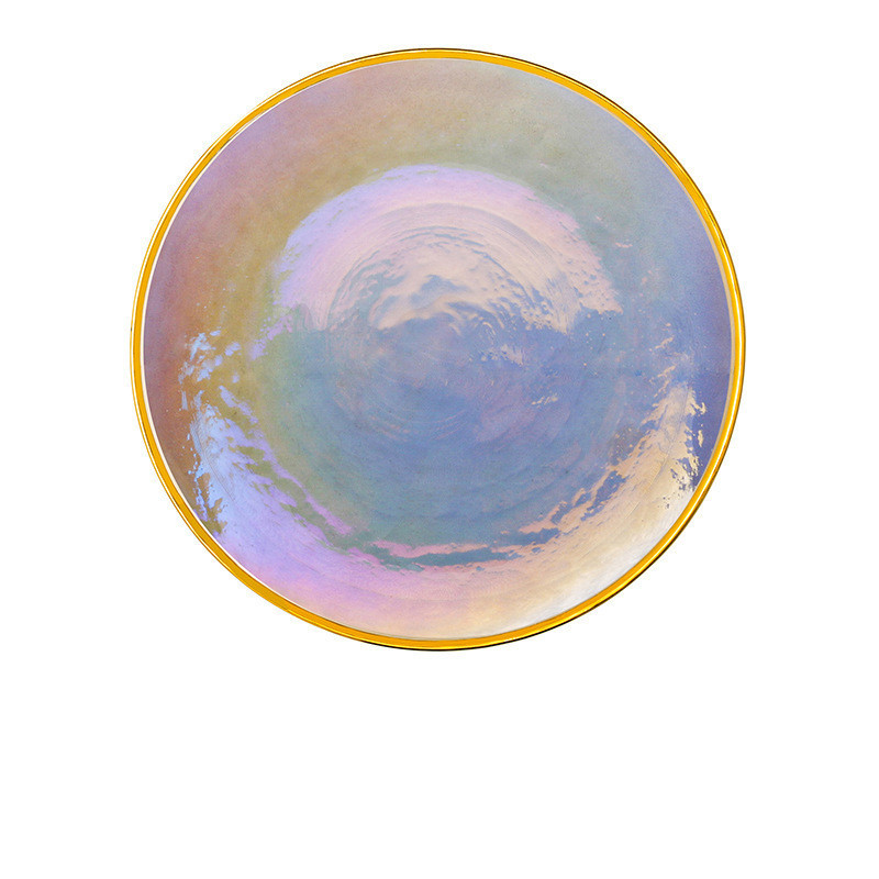 Rainbow Ion Plated Hammer Pattern Glass Plate Bowl Fruit Plate Bowl Set - Image 5