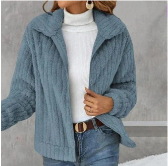 Women's Fleece Lapel Cropped Jacket - Image 7