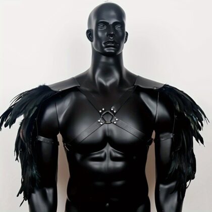 Retro Feather Leather Shoulder Armor Viking Chest Strap Halloween Cosplay