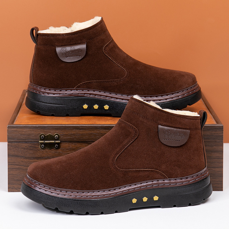 Warm Non-slip Sheep Wool Plus Velvet Thick Cotton Shoes - Image 7