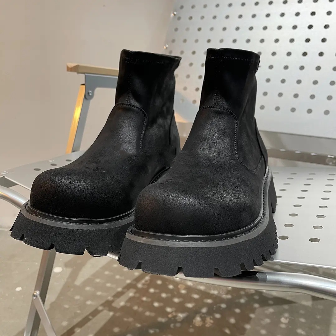 Genuine Leather Shoes Men's Retro Distressed Suede Chelsea Boots - Image 3