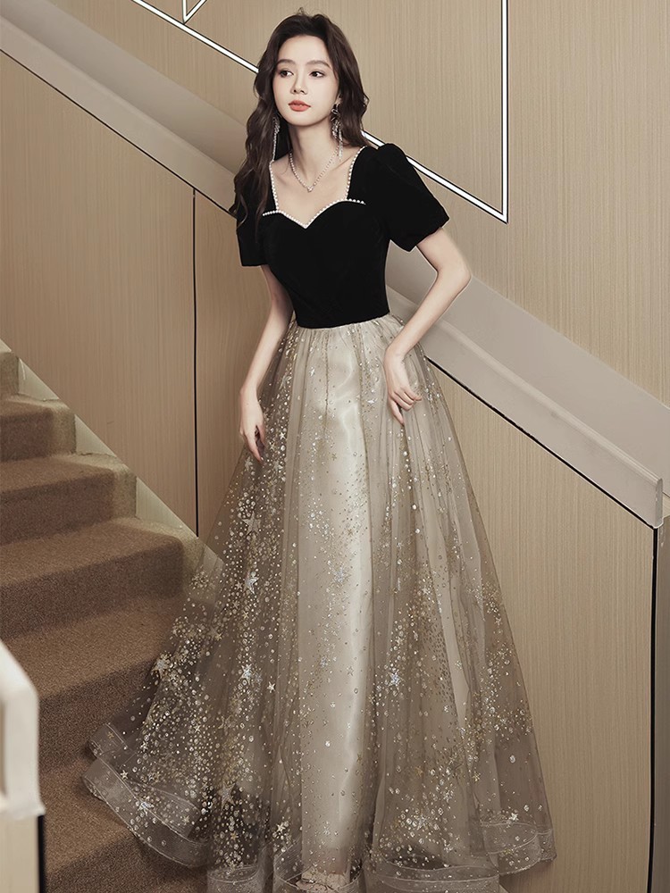 Women's French Light Luxury And Luxurious Black Evening Dress – Bild 2