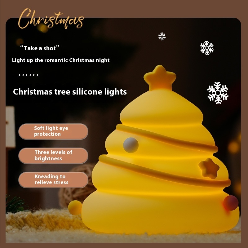 Christmas Tree Silicone Night Lights USB Rechargeable Eye Protection Table Lamp Cute Cartoon Kid Birthday Gifts Atmosphere Decor — изображение 2