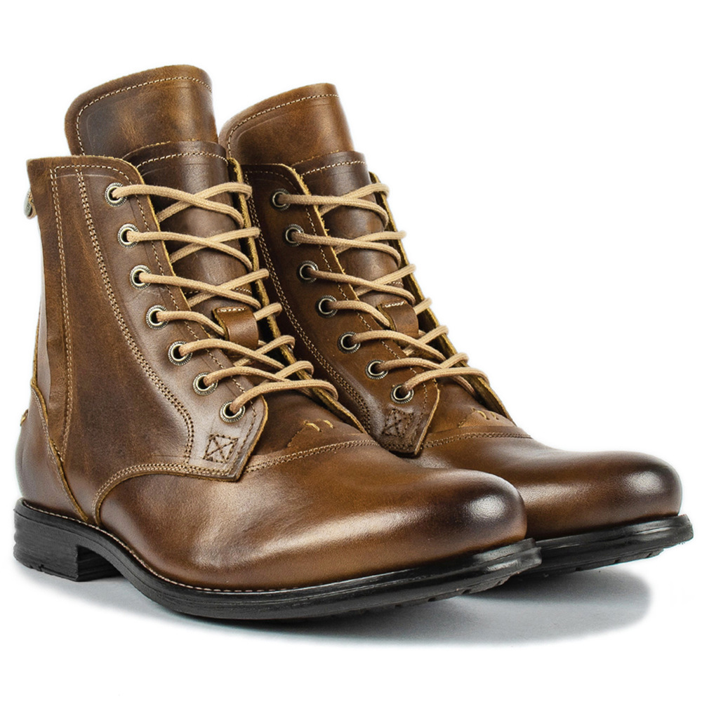Knight Series Two-tone Side Zipper Leather Boots – Bild 7