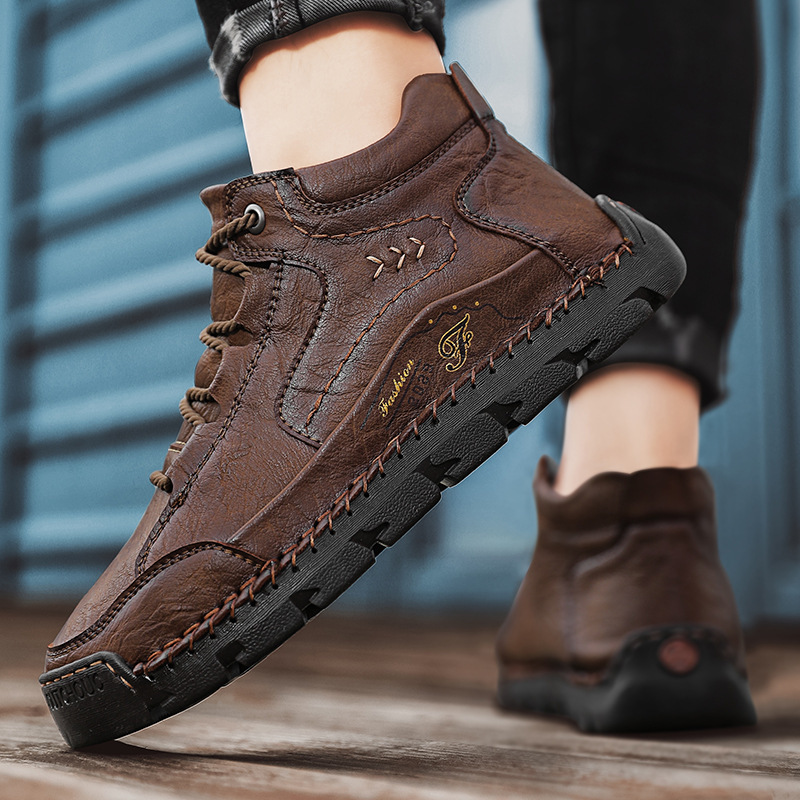 Men's Casual High Top Cotton Padded Warm Handmade Boots - Image 4