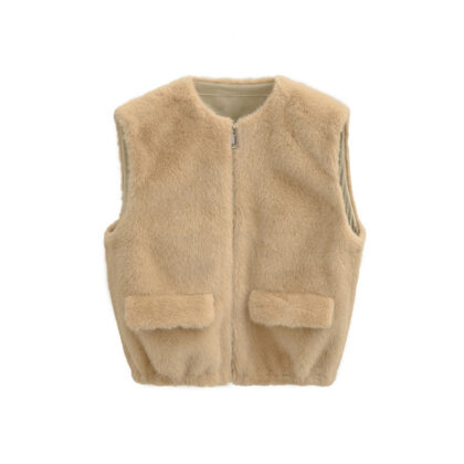 Women's Faux Fur Zipper Waistcoat