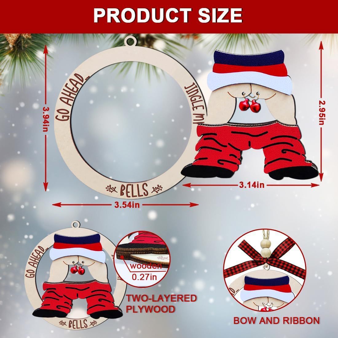 Christmas Gift Pendant Bell Wooden Hanging Decoration Pendant — изображение 5