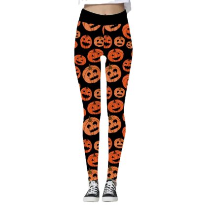 Halloween Women's Yoga Pants Pumpkin Skull