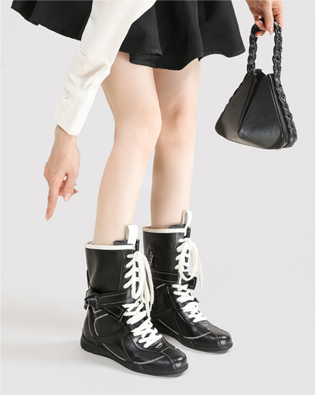 Retro Lace Up Boxing Boots Female Hight Increasing Martin Boots – Bild 2