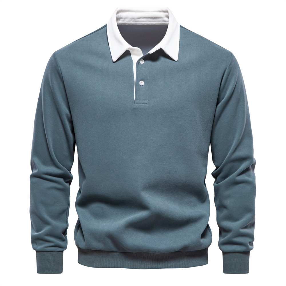Men's Fashion Casual Versatile Long Sleeves Polo Collar Sweater - Image 6