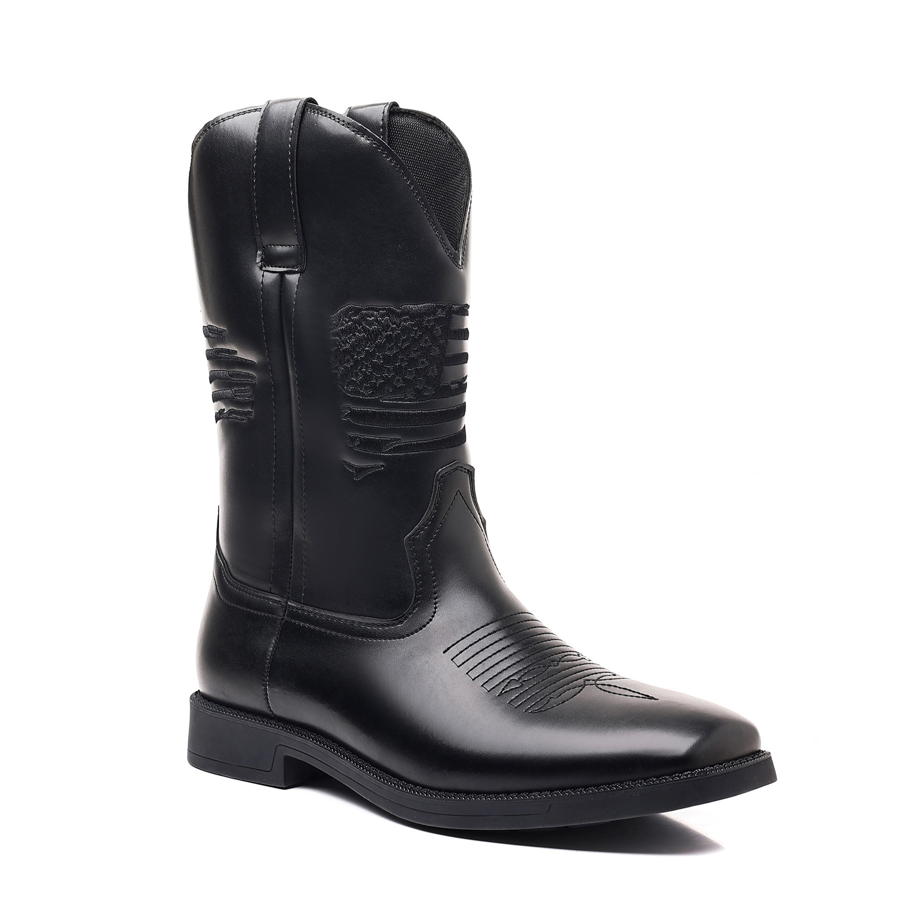 High Embroidered Retro Wide Head Cowboy Boot - Image 5