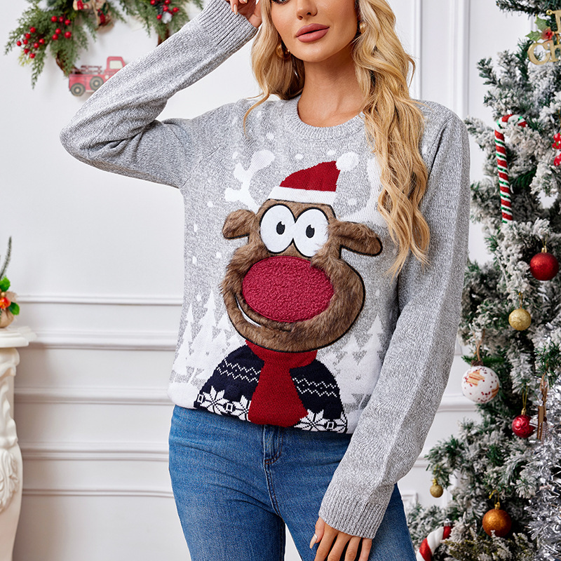 Loose Casual Parent-child Gray Pullover Christmas Sweater - Image 6