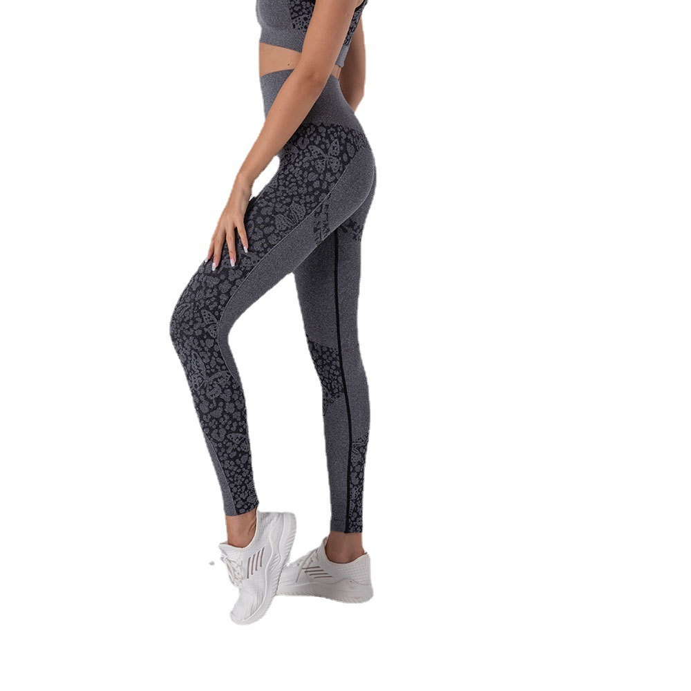Butterfly Jacquard Seamless Yoga Pants High-waist Quick-drying - Image 5