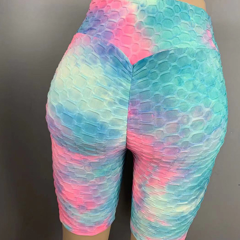 European And American Ink Jacquard Tie-dyed Bubble Short Yoga Pants Fitness Exercise — изображение 3