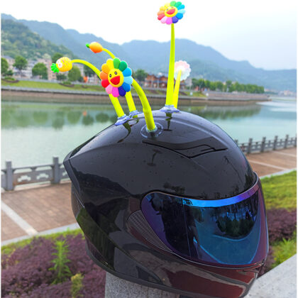 Helmet Suction Cup Swinging Sunflower Decoration Universal Helmet