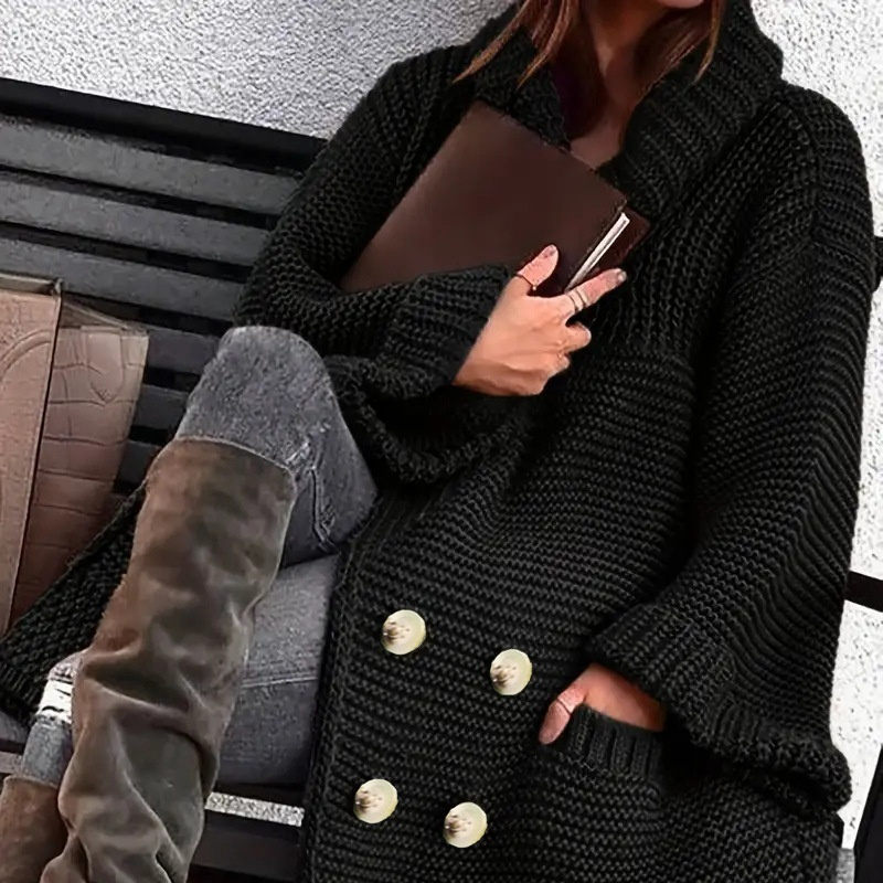 Elegant Polo Collar Plus Size Women's Coat - Image 2