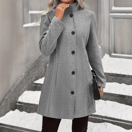 Autumn And Winter Leisure Fashion Long Woolen Long Sleeves Thermal Woolen Coat - Image 3