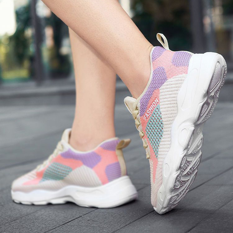 Casual Colorblock Lace-up Sneakers Women Versatile Breathable Lightweight Walking Running Shoes - Image 4