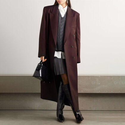 Pure Color All-matching Angola Red Long-cut Coat