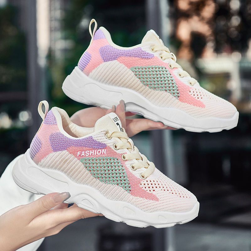 Casual Colorblock Lace-up Sneakers Women Versatile Breathable Lightweight Walking Running Shoes - Image 5