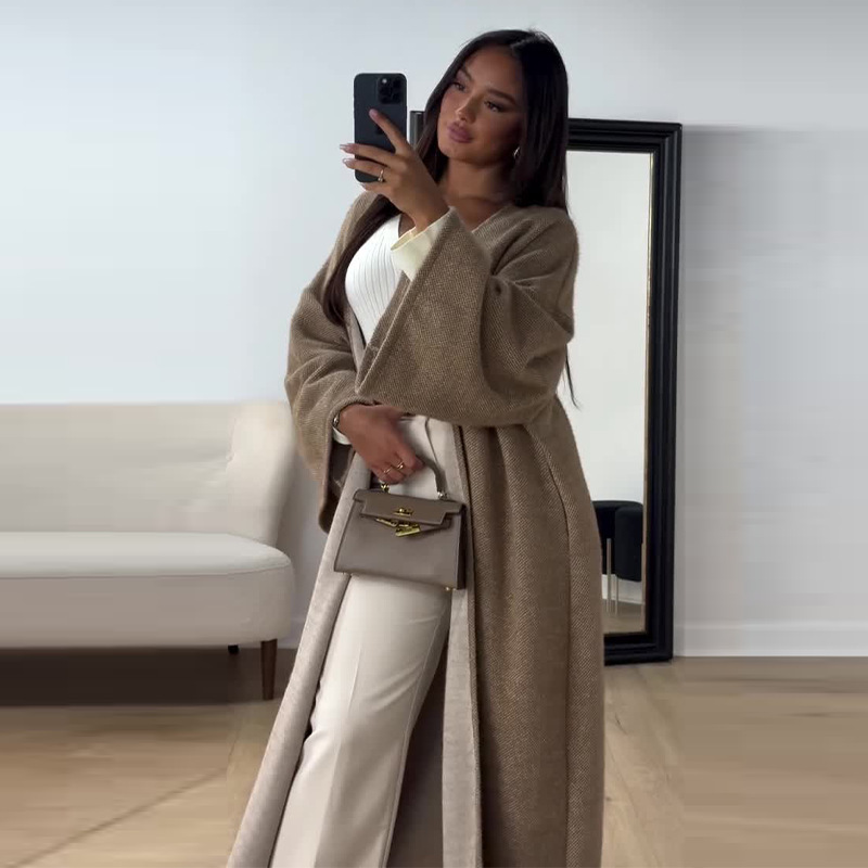 Autumn New Lazy Wind Loose Mid-length Cardigan Coat - Image 2