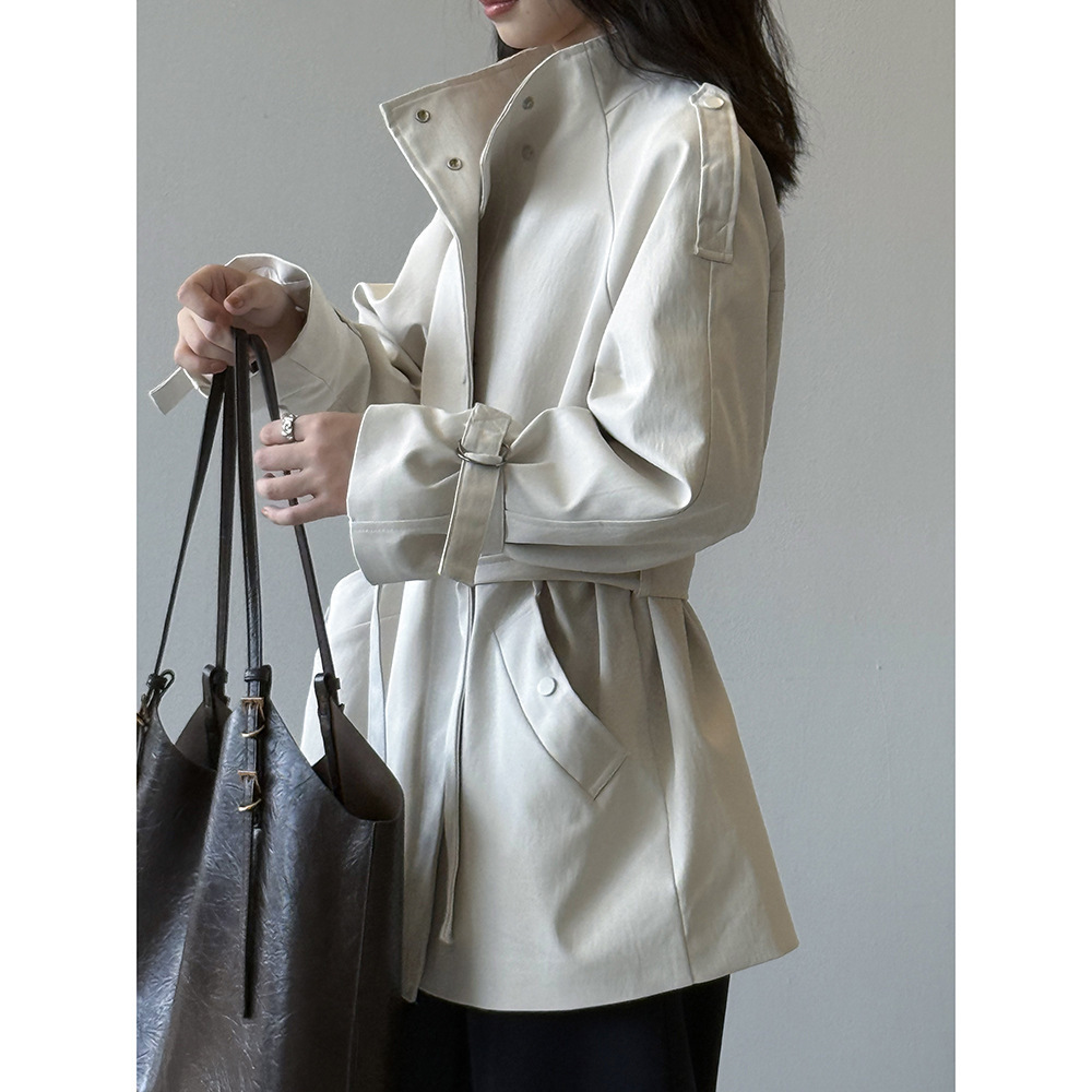 Stand Collar Trench Coat For Women Loose Casual Jacket - Image 2