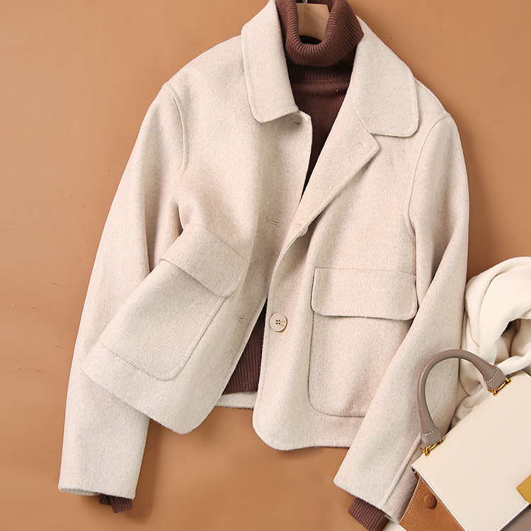 Fashion Pure Color Woolen Coat Women Short — изображение 2