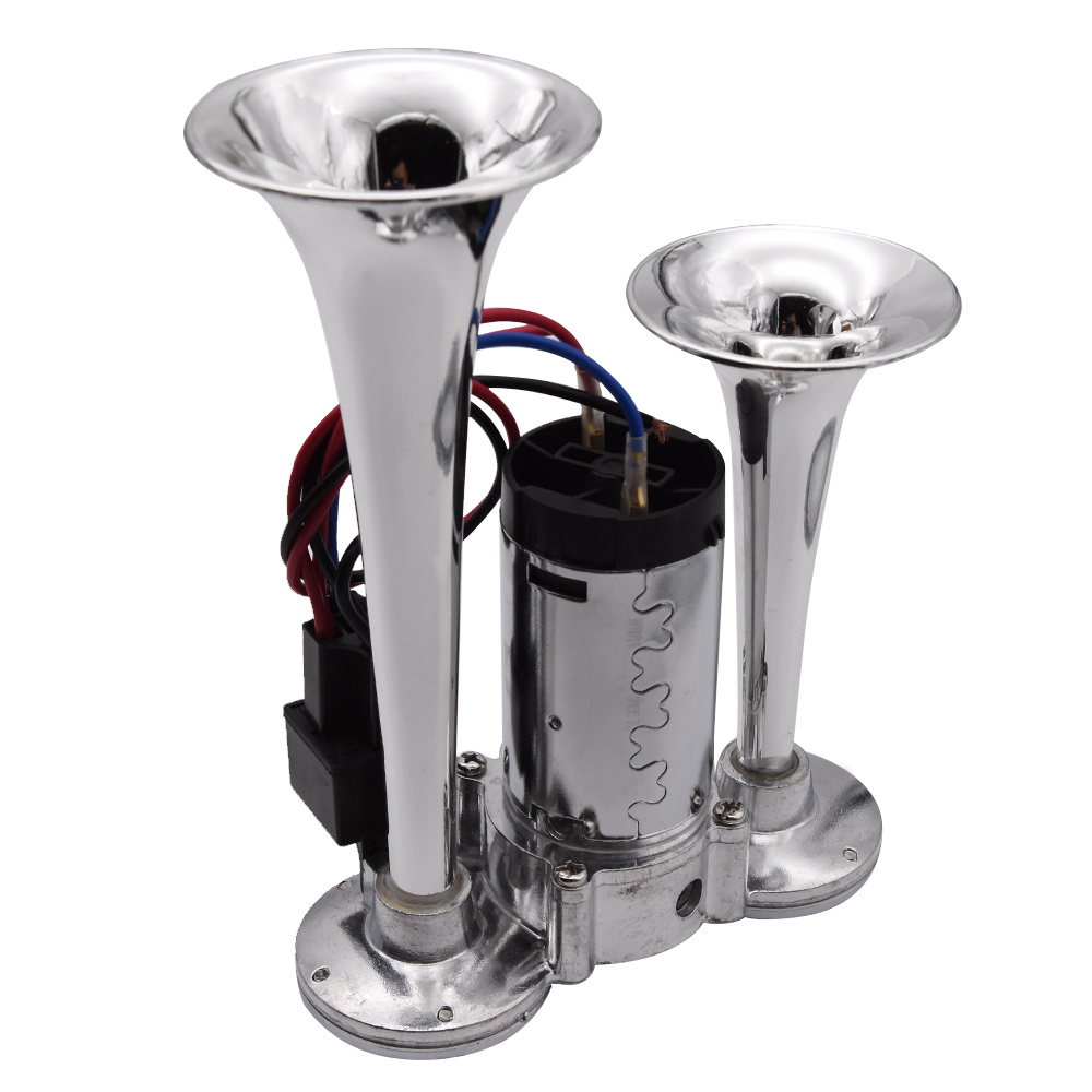 Car And Motorcycle Modified 12V/24V Double Pipe Conjoined Electric Horn With Air Pump - Image 2
