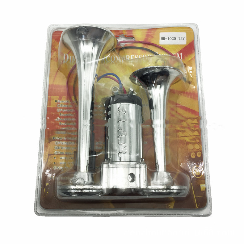 Car And Motorcycle Modified 12V/24V Double Pipe Conjoined Electric Horn With Air Pump - Image 5