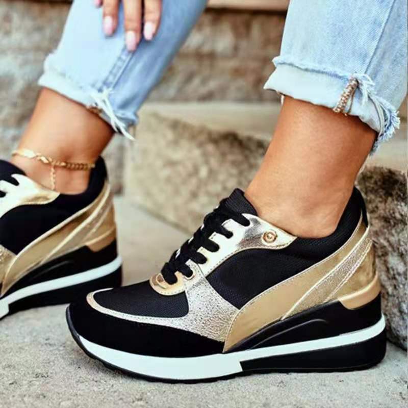 Women's Platform Colorblock Sequin Flat Casual Sneakers - Image 10