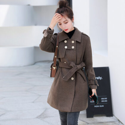 Autumn And Winter Clothes Small Slim Slim Mid-Length Fashionable Woolen Coat