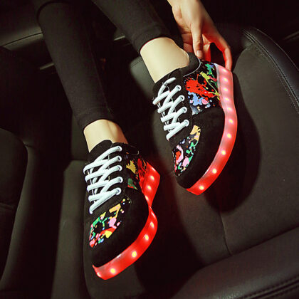Couple Graffiti Low-cut Light Shoes USB Charging LED Lights Colorful Luminous Shoes