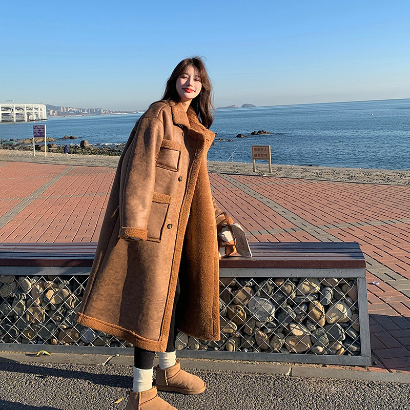 Women's Winter Double-sided Lamb Wool Coat Overcoat - Image 3