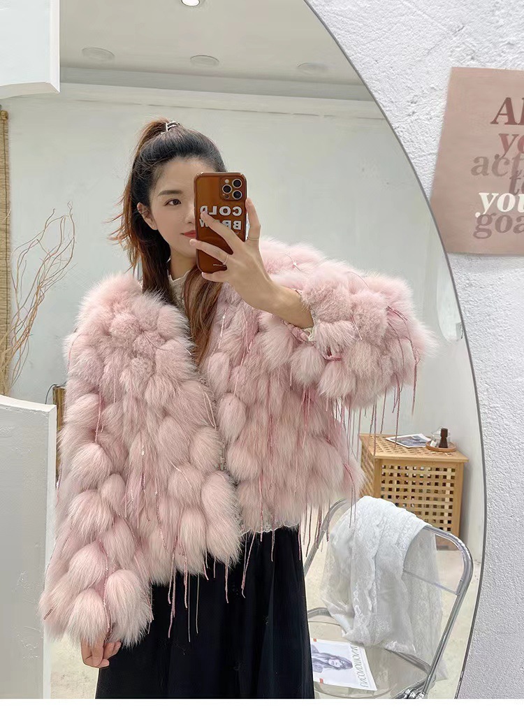 Fox Fur Fur Coat Female Short Tassel Thicken Coat – Bild 10