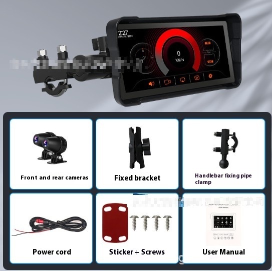 6.86-inch Motorcycle Driving Recorder HD Dual Lens Projection Screen Navigation - Image 4