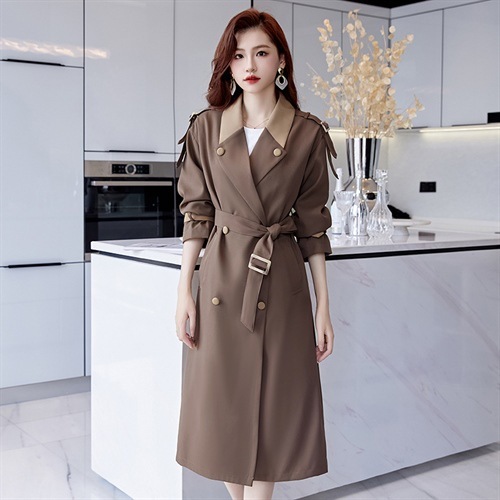 Trench Coat Women's Mid-length Casual Fashion Over The Knee Overcoat - Image 7