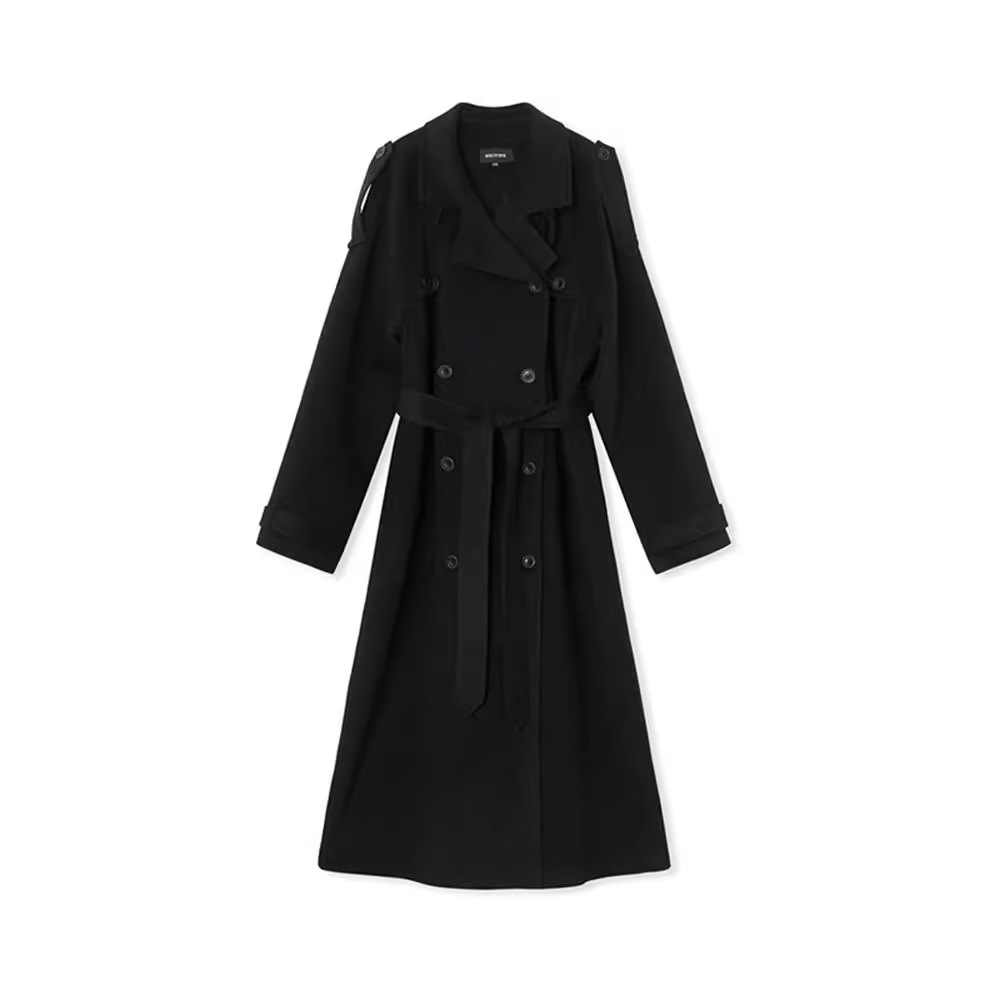 Women's Clothing Temperament Pure Color Lapel Long-cut Coat - Image 5