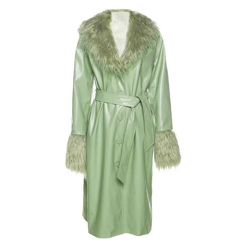 Long-sleeved Fur Collar Single-breasted Slim Section To Keep Warm — изображение 4