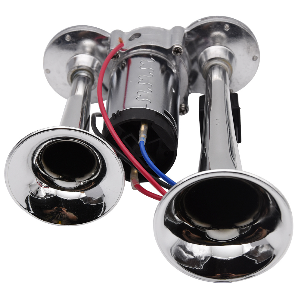 Car And Motorcycle Modified 12V/24V Double Pipe Conjoined Electric Horn With Air Pump - Image 3