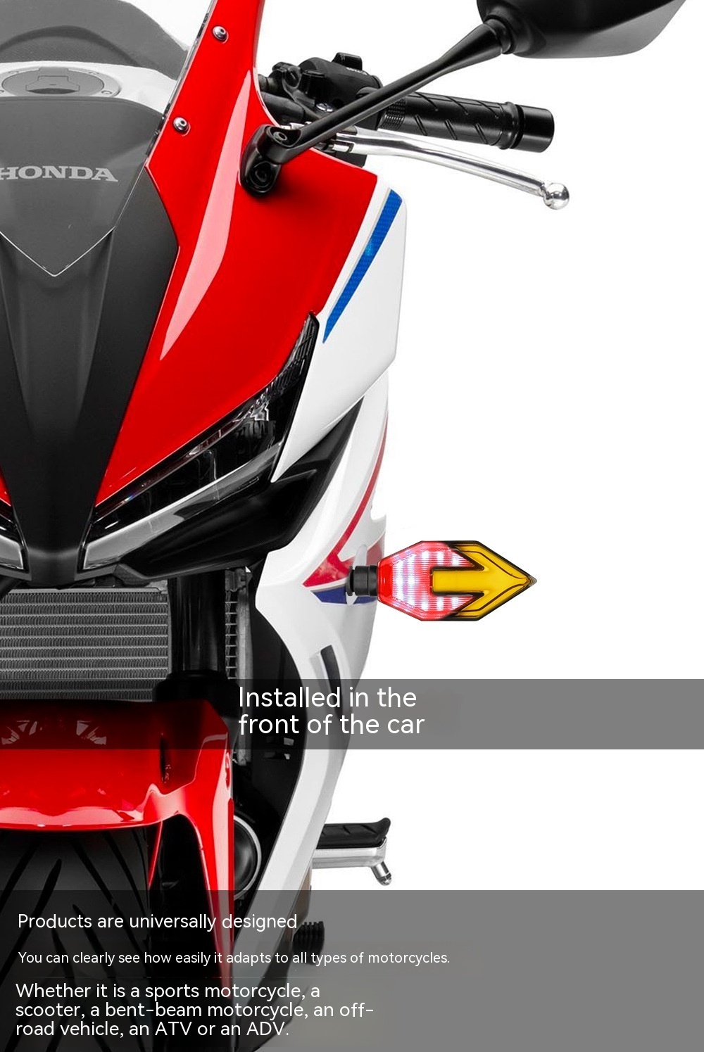 Motorcycle Arrow-shaped Light Guide Two-color LED Turn Signal Daytime Running Lamp - Image 9