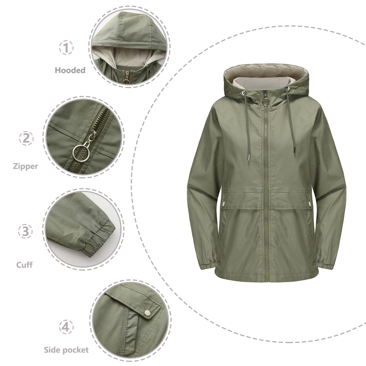 New Hooded Solid Color Trench Coat For Women - Image 4