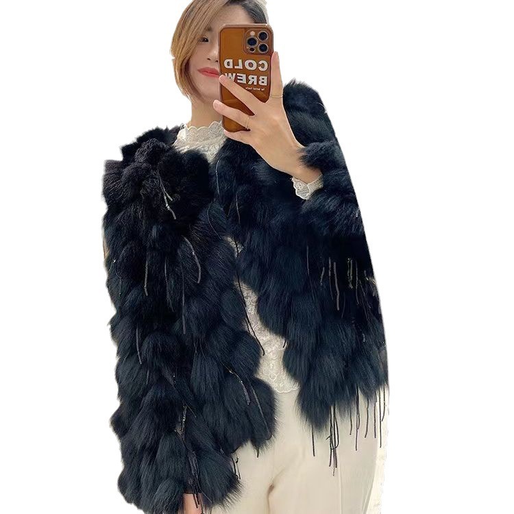 Fox Fur Fur Coat Female Short Tassel Thicken Coat – Bild 2