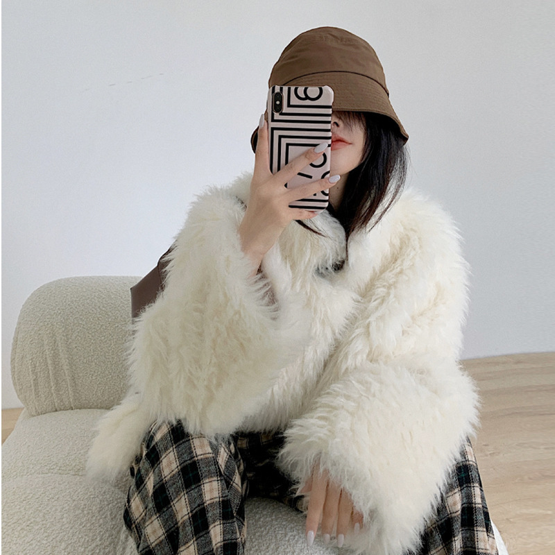 Women's Wool Coat Imitation Lamb Fur All-match Loose Sheep Curly Coat – Bild 4